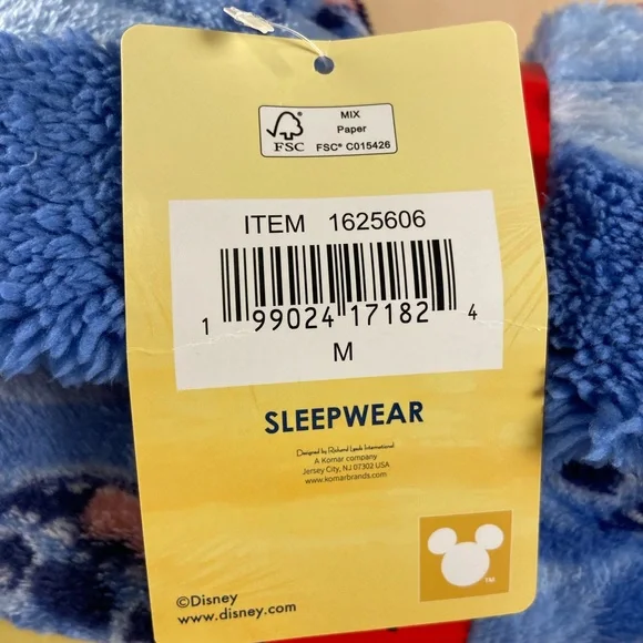 Disney Stitch One Piece Pajama Women’s Medium Blue Plush Hooded Onesie NWT - Picture 5 of 6